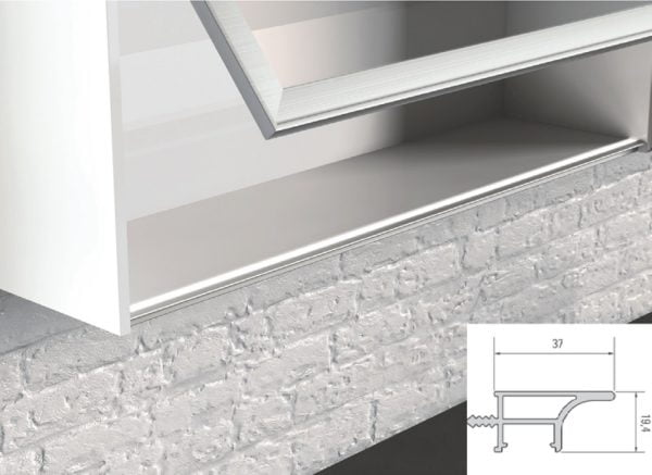 Flush pull grips for wall cabinets, suitable for LED lighting