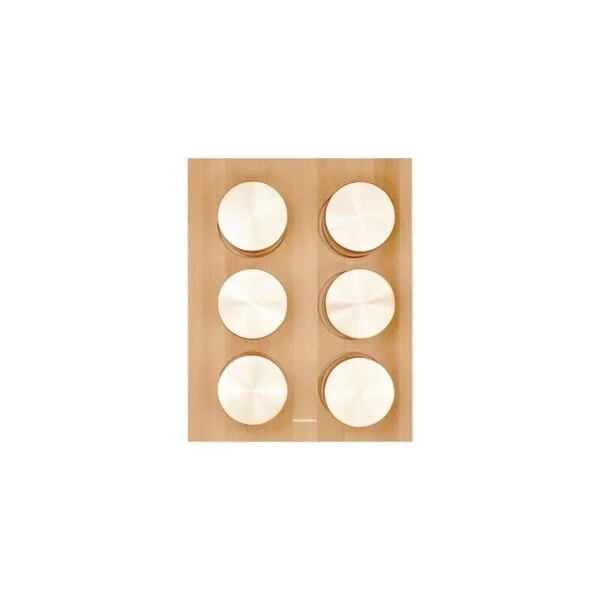 Wooden trays with glass containers