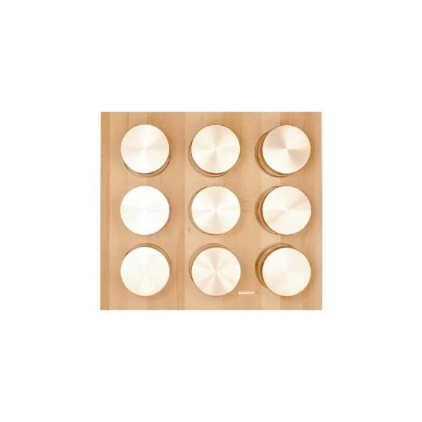 Wooden trays with glass containers