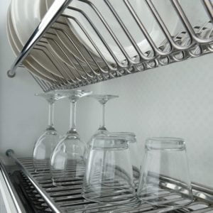 Two shelves dish rack in stainless steel