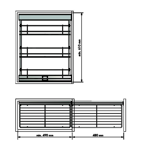Pull-out frame side runners CLASSIC for 200-400 mm cabinet
