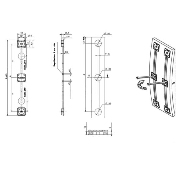Door straightening kit (for wooden door), cut to size