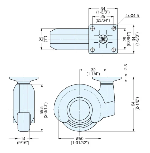 PLN50PBLCASTER,PLATE TYPE 4