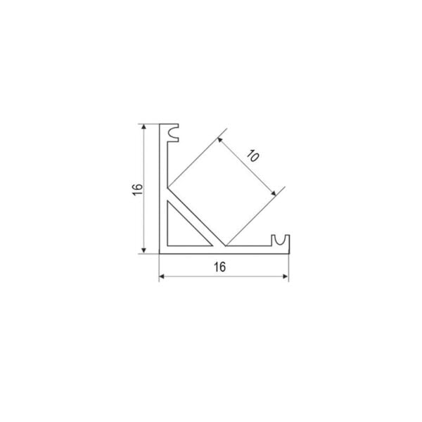 LED PROFILE FOR CORNER INSTALLATION 16X16 3